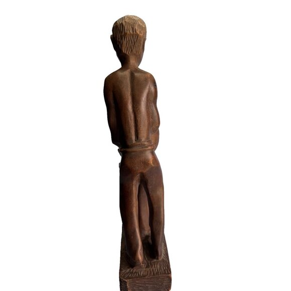 Vintage Hand-Carved Haitian Tribal Figurine Signed Simeon 16" Tall Solid Wood Sc - Picture 3 of 7